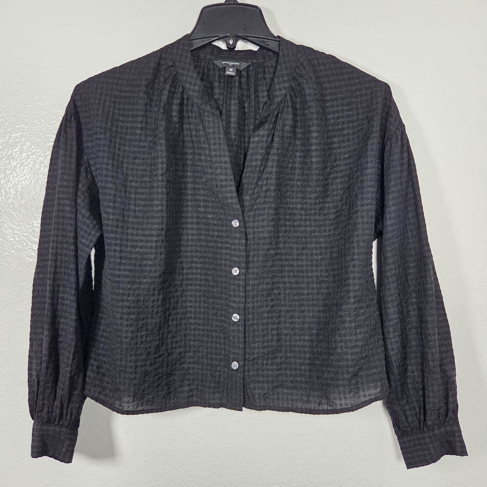 Banana Republic Jacquard Puff Sleeve Textured Top M